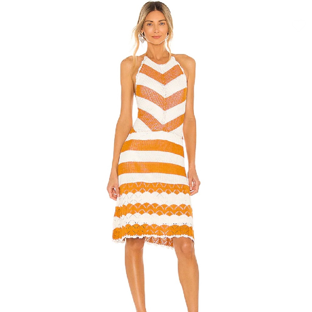 BCBGeneration Sweater Halter Dress in Ivory & Caramel Spice medium